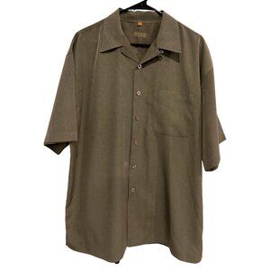 Agenda Mens Brown Microfiber Short Sleeve Shirt L